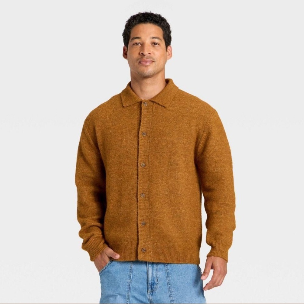 NWT S Mens Collared Cardigan Sweater Goodfellow & Co